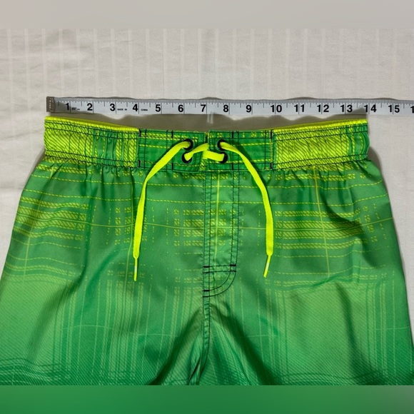Nike Swim Trunks Board Shorts Mens L/XL Green Blue Palm Trees Plaid 11” - Picture 6 of 13